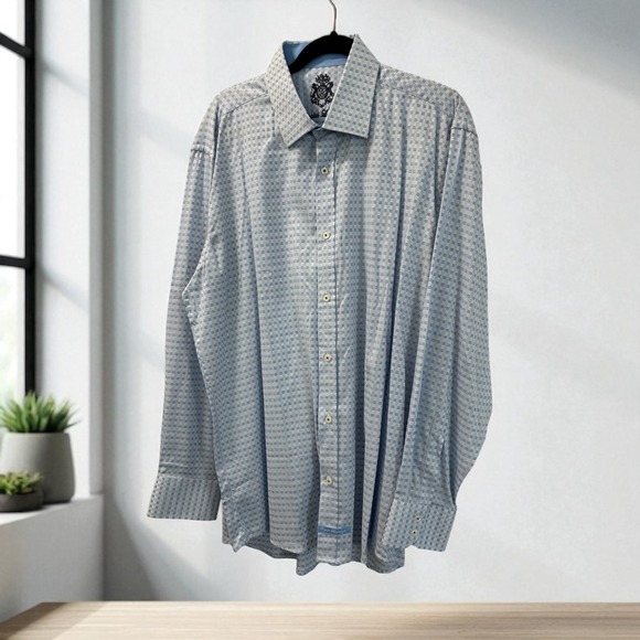 English Laundry Mens Dress Shirt Checkered Pattern Button Down 17 1/2 - Picture 1 of 13